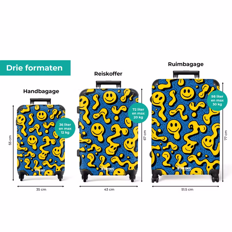 Koffer - Vloeiende smiley's op een blauwe achtergrond — 3