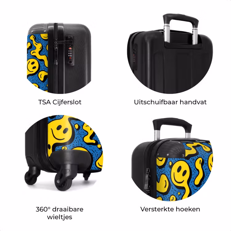 Koffer - Vloeiende smiley's op een blauwe achtergrond — 8