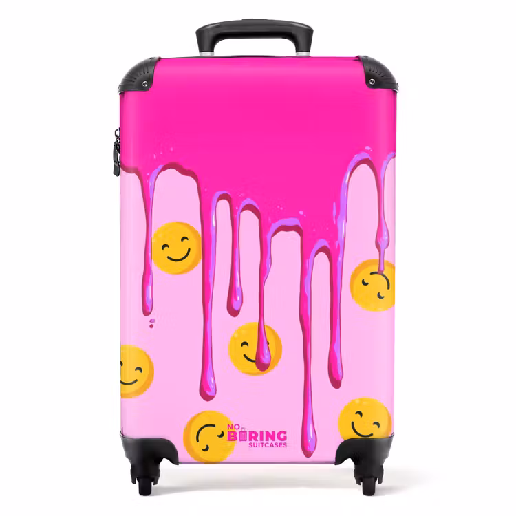 Koffer - Druipend roze verf over smiley's — 1