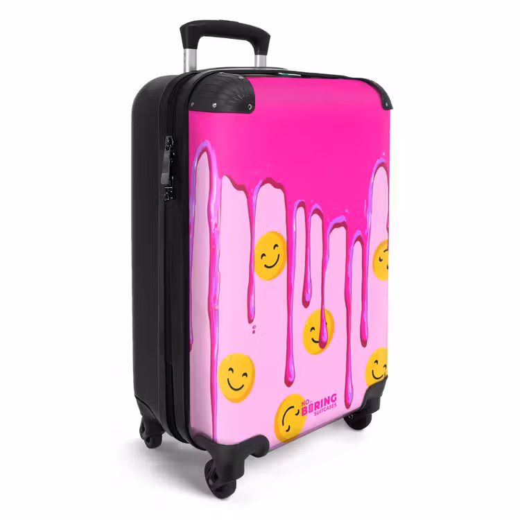 Koffer - Druipend roze verf over smiley's — 2