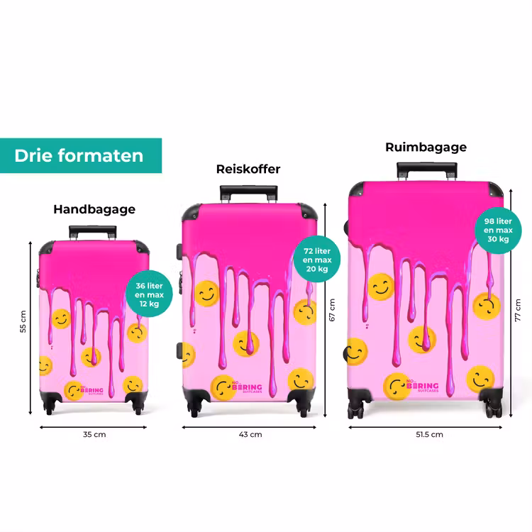 Koffer - Druipend roze verf over smiley's — 3