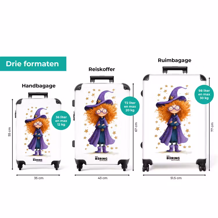 Koffer - Magische heks met oranje krullen en een paarse mantel — 3