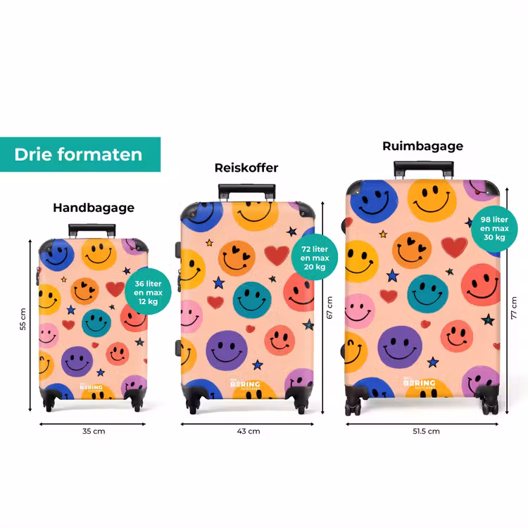 Koffer - Patroon van kleurrijke smiley's — 3
