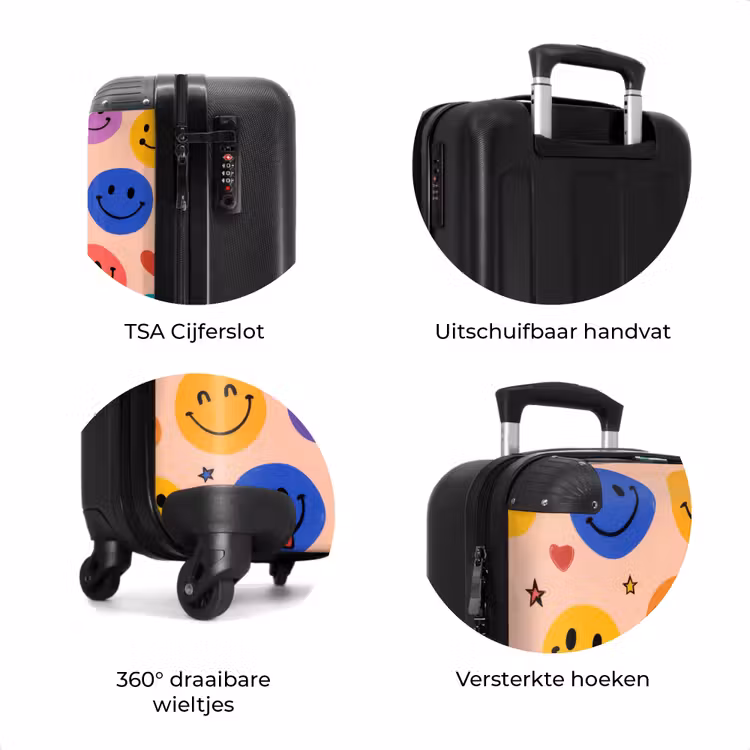 Koffer - Patroon van kleurrijke smiley's — 8