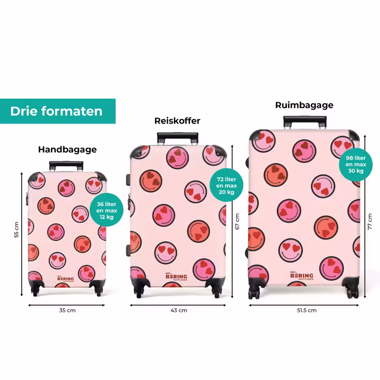 Koffer - Roze smiley's op een roze achtergrond — 3