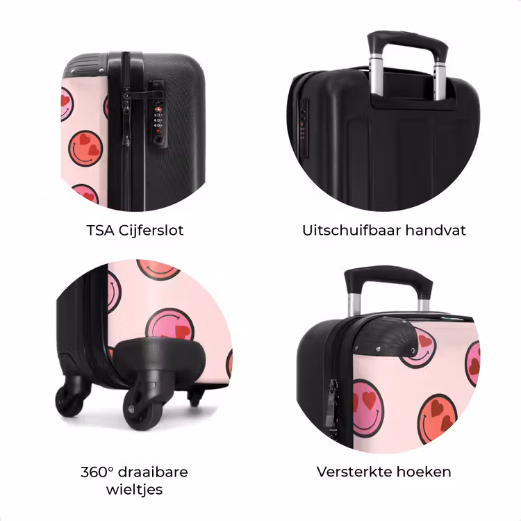 Koffer - Roze smiley's op een roze achtergrond — 8