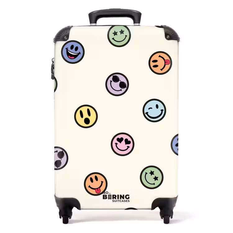 Koffer - Verschillende smiley's op een beige achtergrond — 1