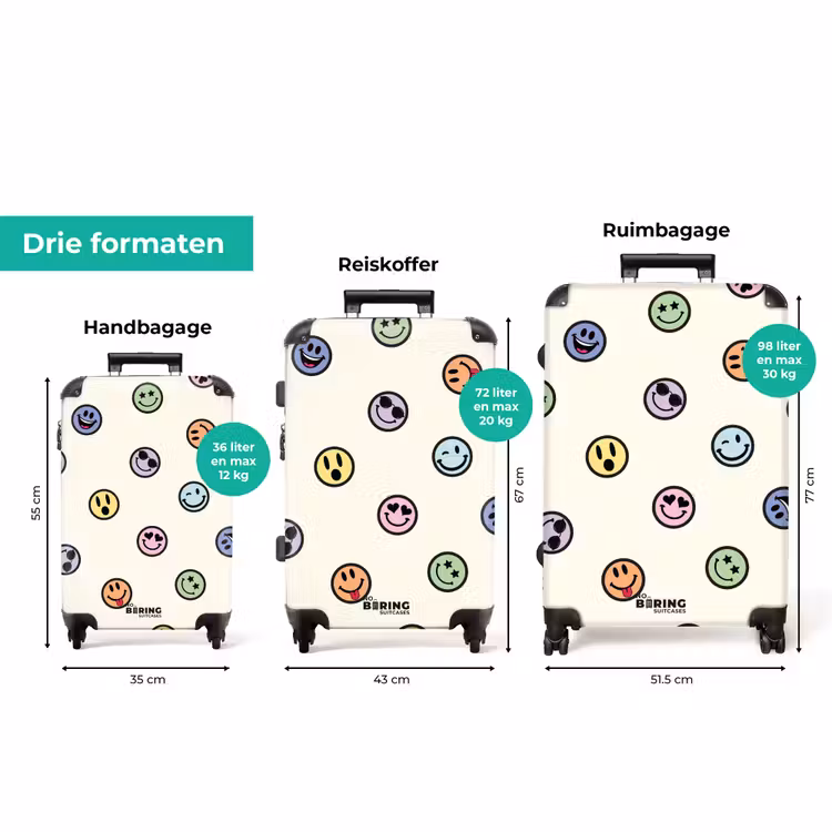 Koffer - Verschillende smiley's op een beige achtergrond — 3
