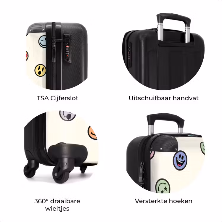Koffer - Verschillende smiley's op een beige achtergrond — 8