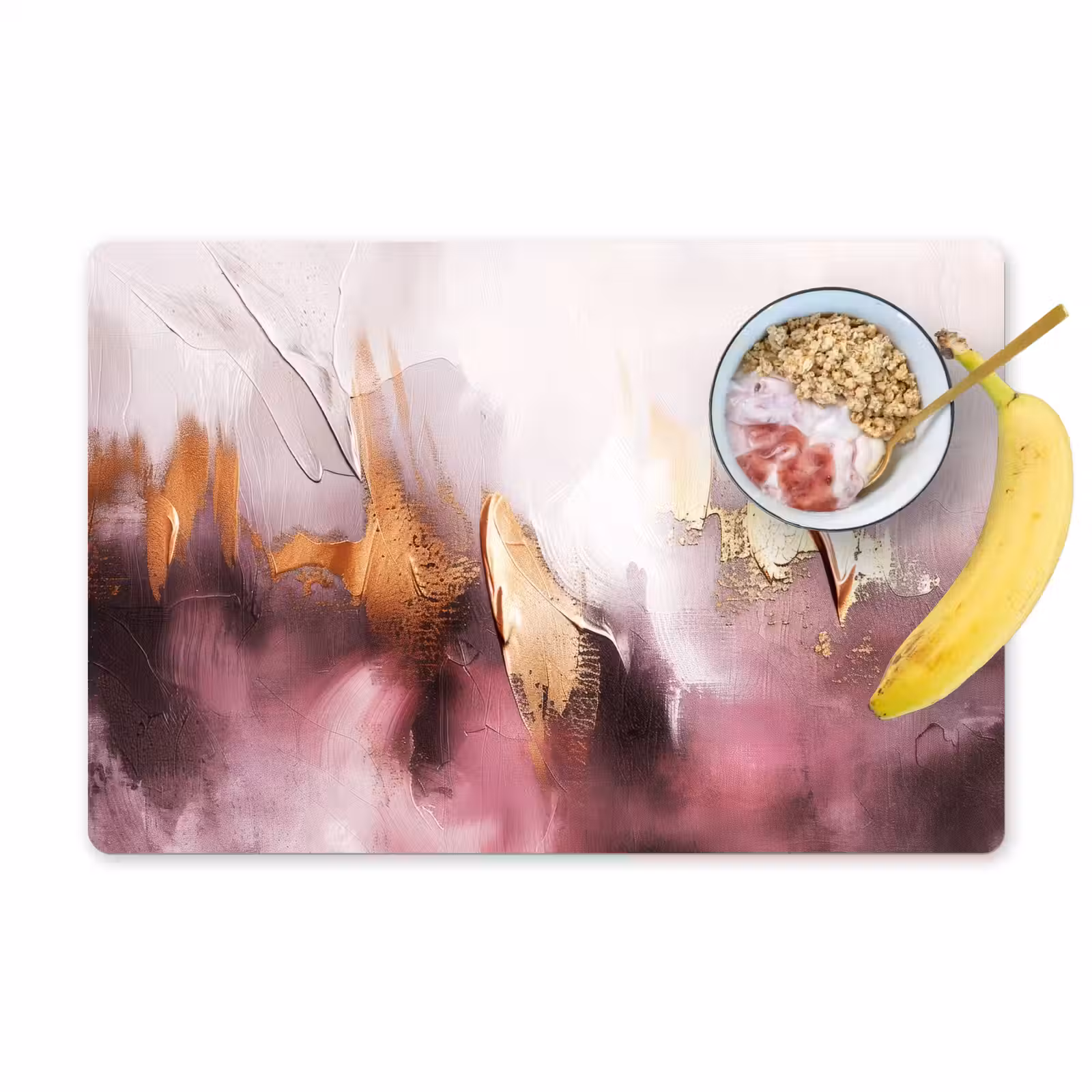 Placemat - 6 stuks - Paars - Abstract - Verf - Goud — 1