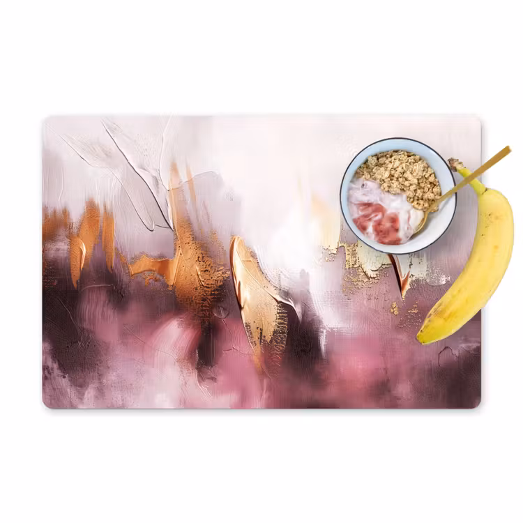Placemat - 6 stuks - Paars - Abstract - Verf - Goud — 1