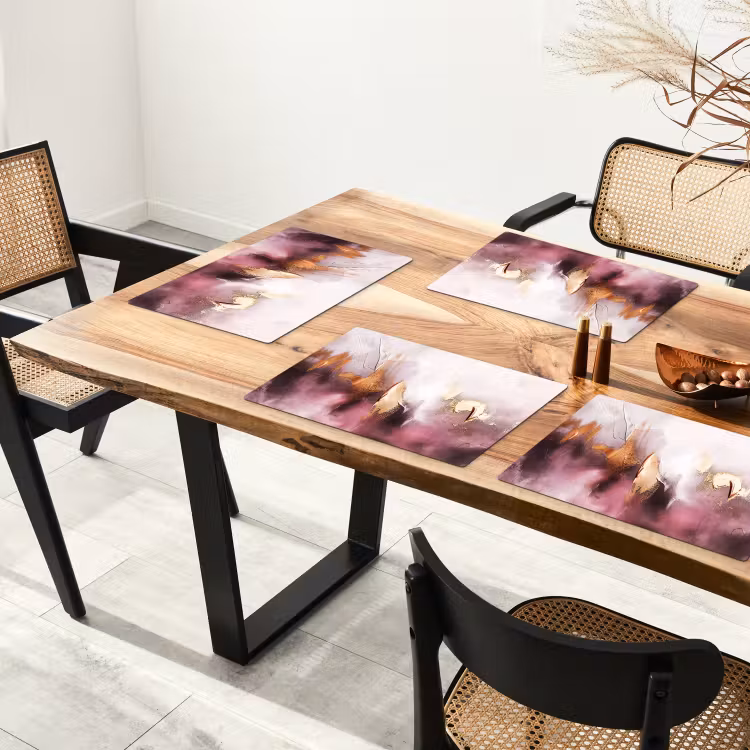 Placemat - 6 stuks - Paars - Abstract - Verf - Goud — 5