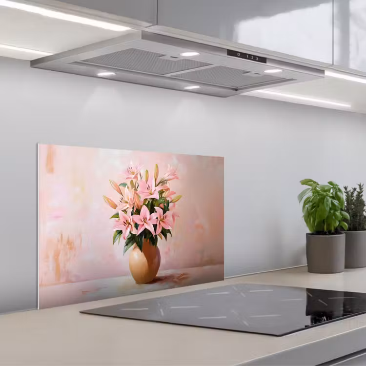 Spatscherm keuken - Vaas - Bloemen - Roze — 5