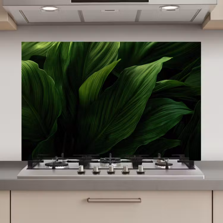 Spatscherm keuken - Bladeren - Schaduw - Groen - Textuur — 1