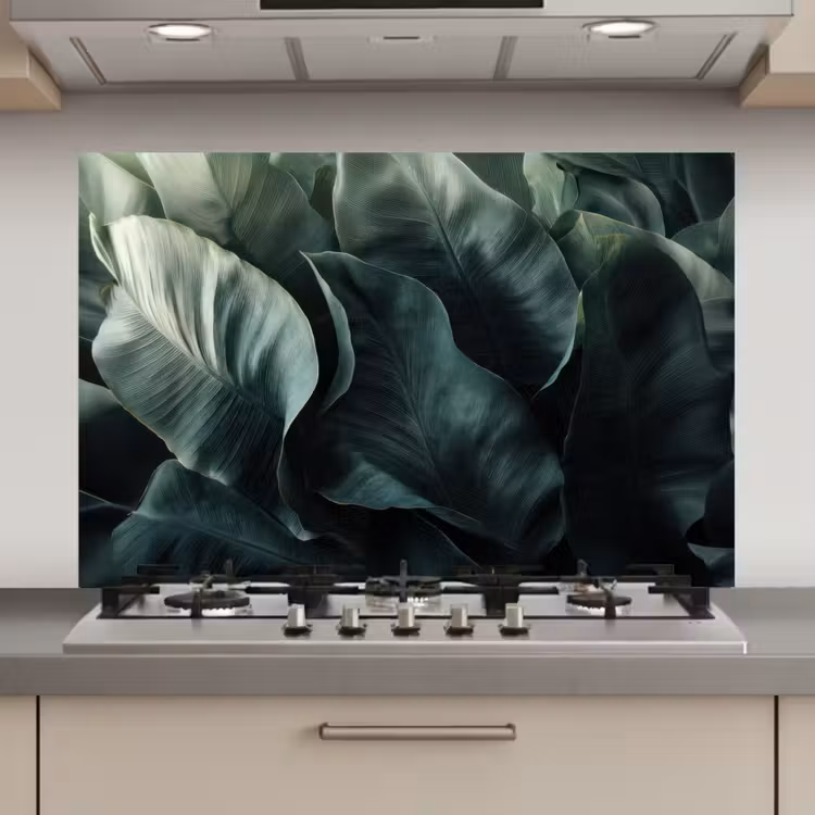 Spatscherm keuken - Groen - Bladeren - Glad - Nerven — 1