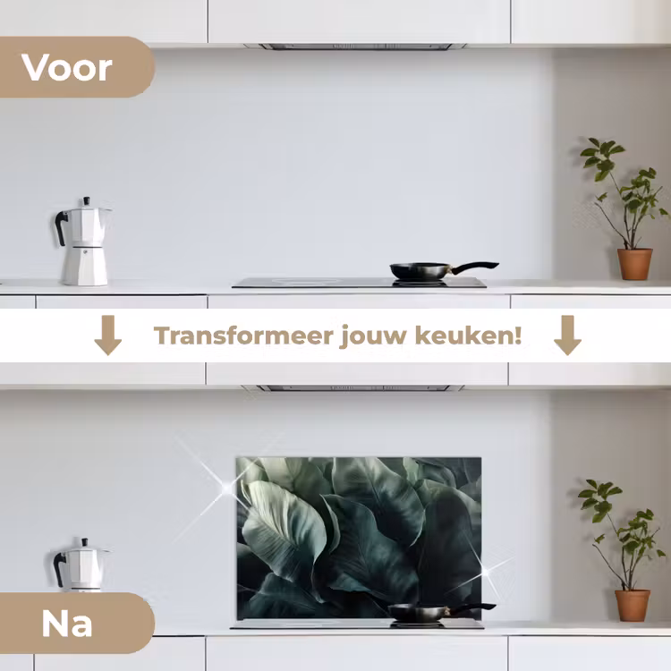 Spatscherm keuken - Groen - Bladeren - Glad - Nerven — 3