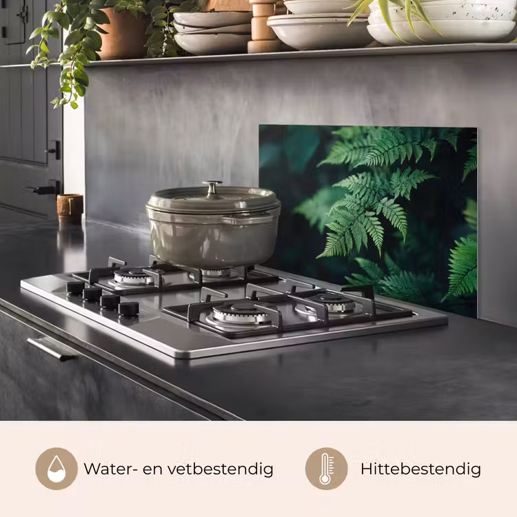 Spatscherm keuken - Varenblad - Groen - Structuur - Wazig — 7