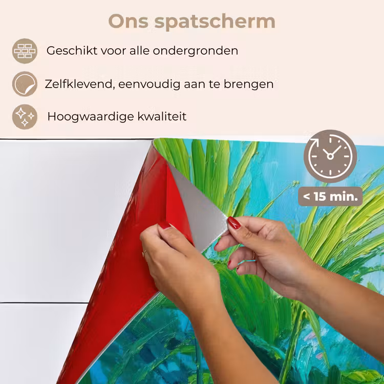 Spatscherm keuken - Bladeren - Groen - Schilderij - Abstract — 4