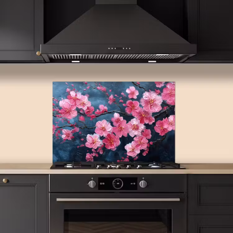 Spatscherm keuken - Bloem - Bloesems - Roze - Abstract — 2