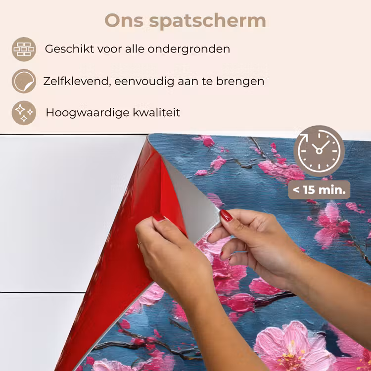 Spatscherm keuken - Bloem - Bloesems - Roze - Abstract — 4