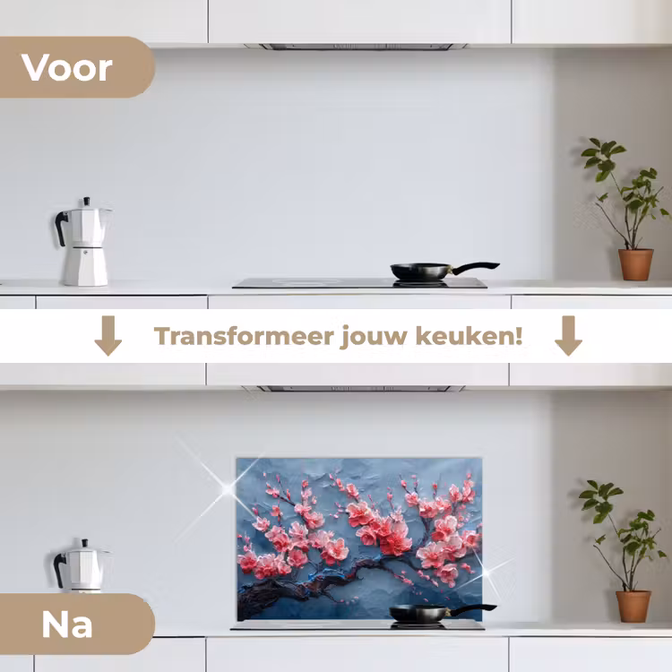 Spatscherm keuken - Bloesem - Bloem - Roze - Tak — 3