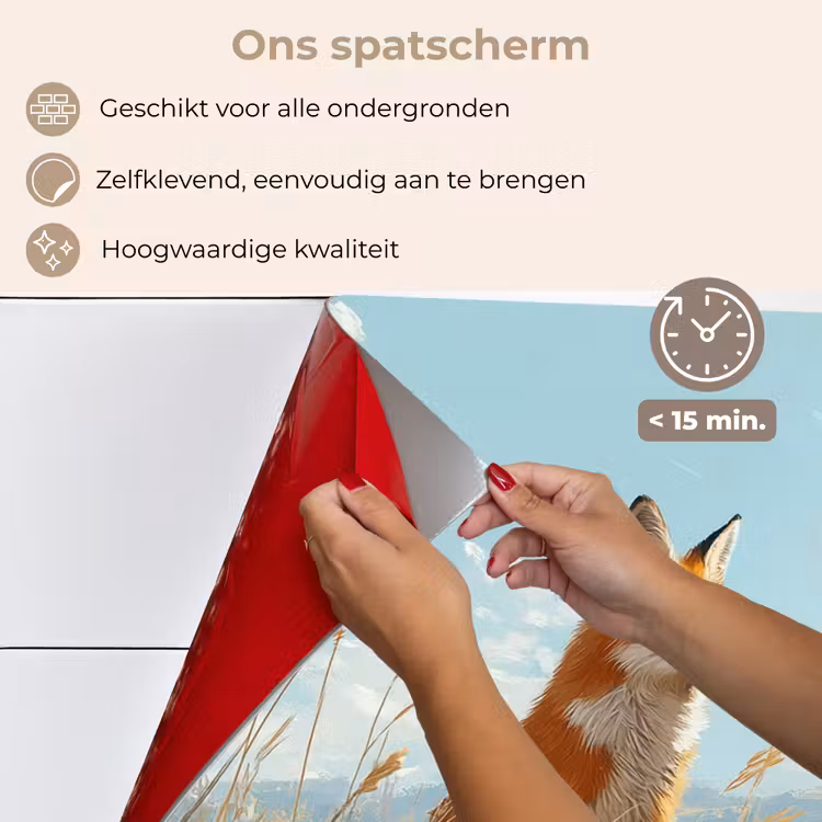 Spatscherm keuken - Vos - Gras - Wolken - Oranje — 4