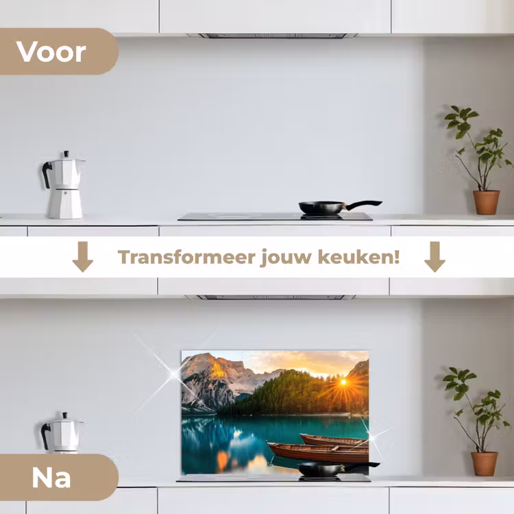 Spatscherm keuken - Meer - Bergen - Zonsondergang - Boot — 2