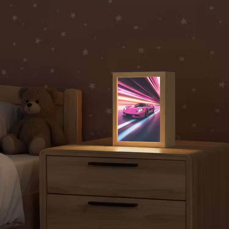 Nachtlampje - Raceauto - Roze - Neon — 2