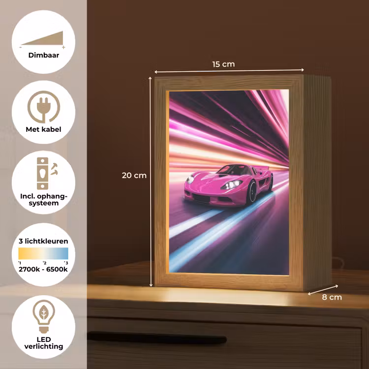 Nachtlampje - Raceauto - Roze - Neon — 8