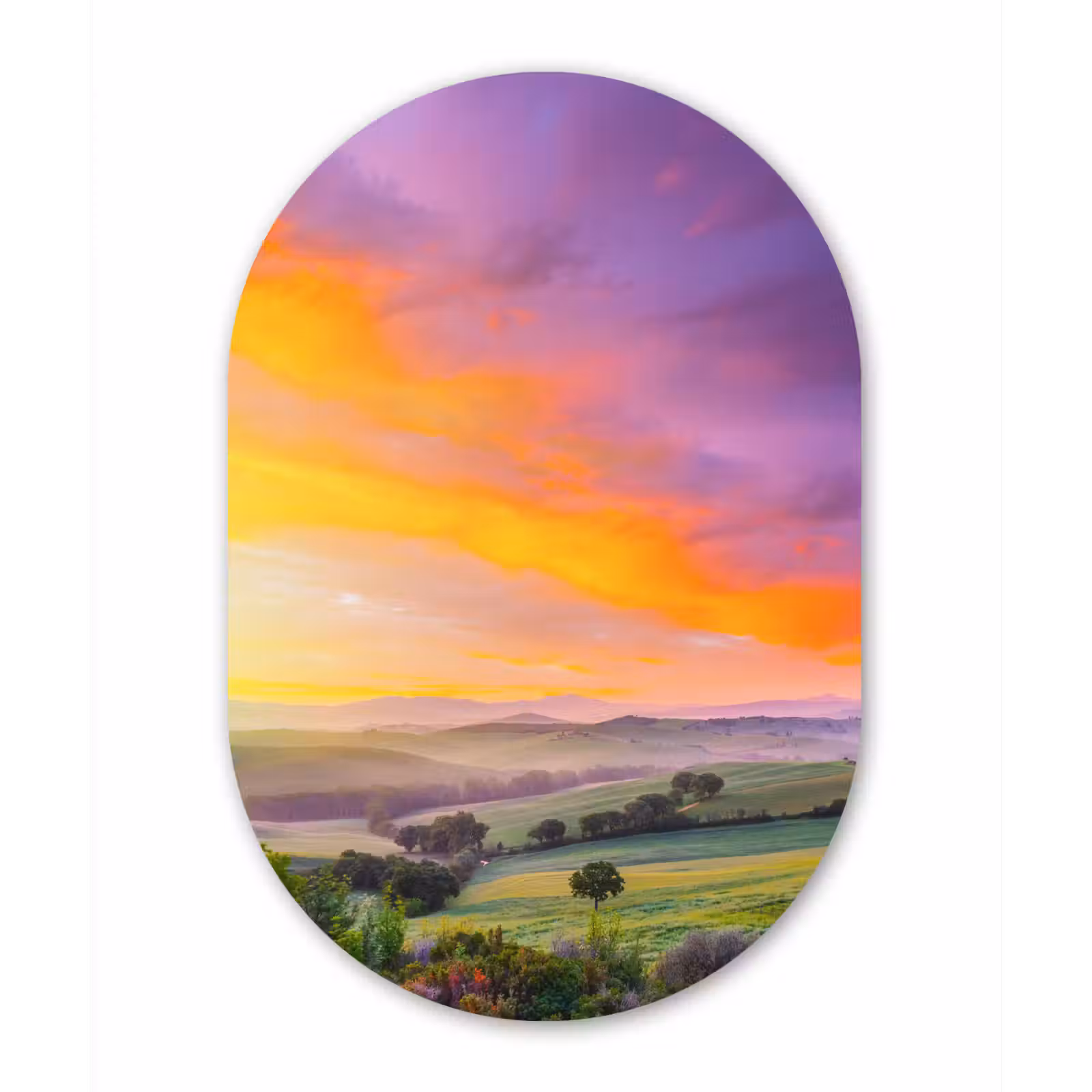 Muurovaal - Kunststof - Toskana - Landschaft - Farbenfroh — 1