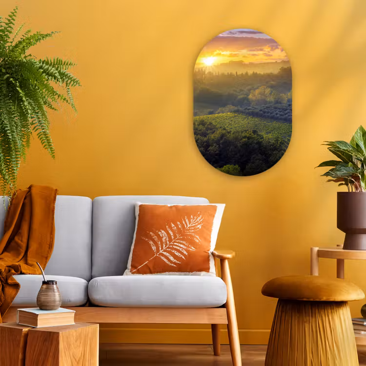 Muurovaal - Kunststof - Toscane - Landschap - Zon — 1