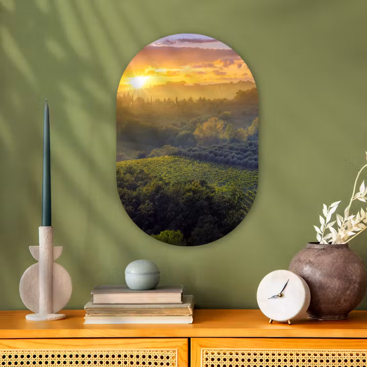 Muurovaal - Kunststof - Toscane - Landschap - Zon — 3