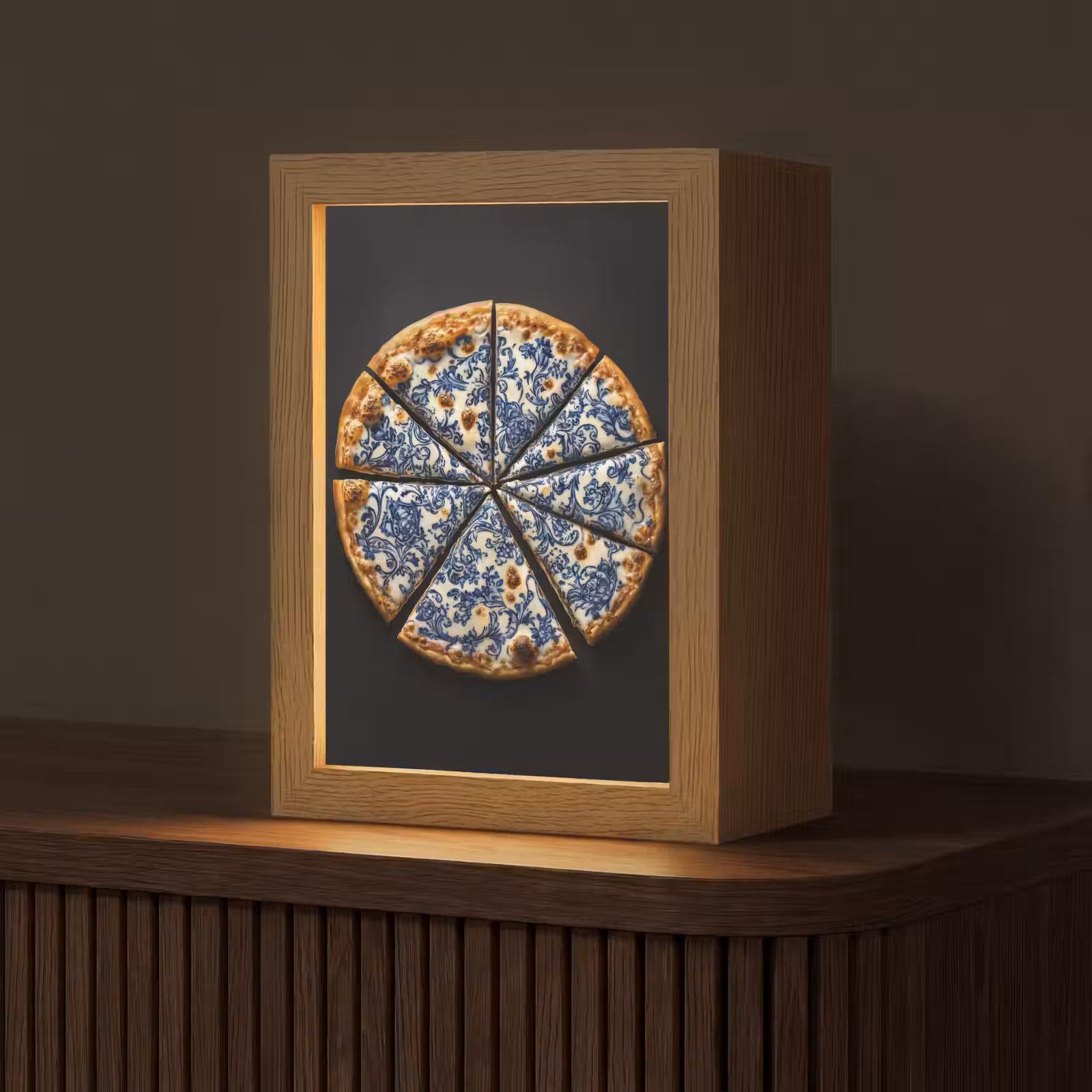 Tafellamp - Pizza - Eten - Delftsblauw — 1