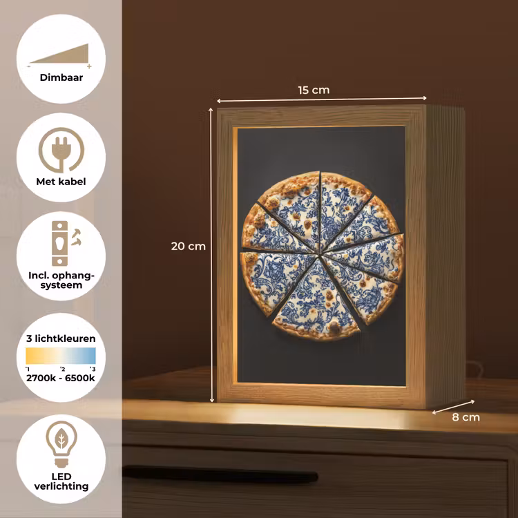 Tafellamp - Pizza - Eten - Delftsblauw — 7