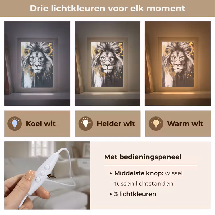 Tafellamp - Leeuw - Portret - Verfspatten - Grijs — 6