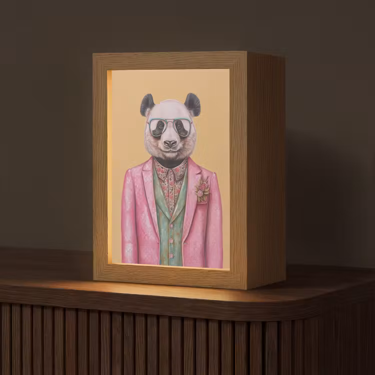 Tafellamp - Panda in Roze Pak