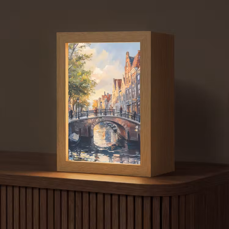 Tafellamp - Brug - Stad - Huizen - Boot — 1