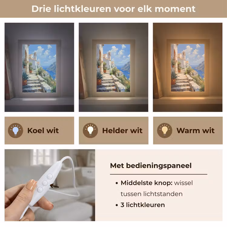 Tafellamp - Trap - Huizen - Berglandschap - Zee — 6