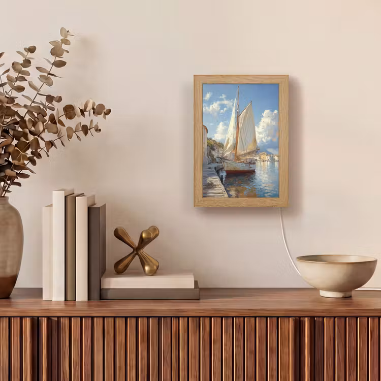 Tafellamp - Zeilschip - Huizen - Kade - Zee — 4