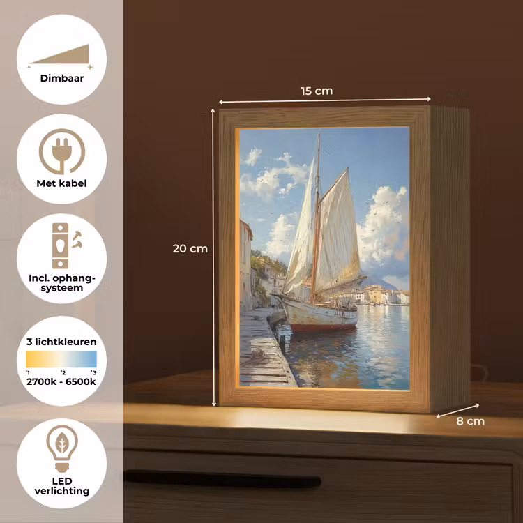 Tafellamp - Zeilschip - Huizen - Kade - Zee — 7