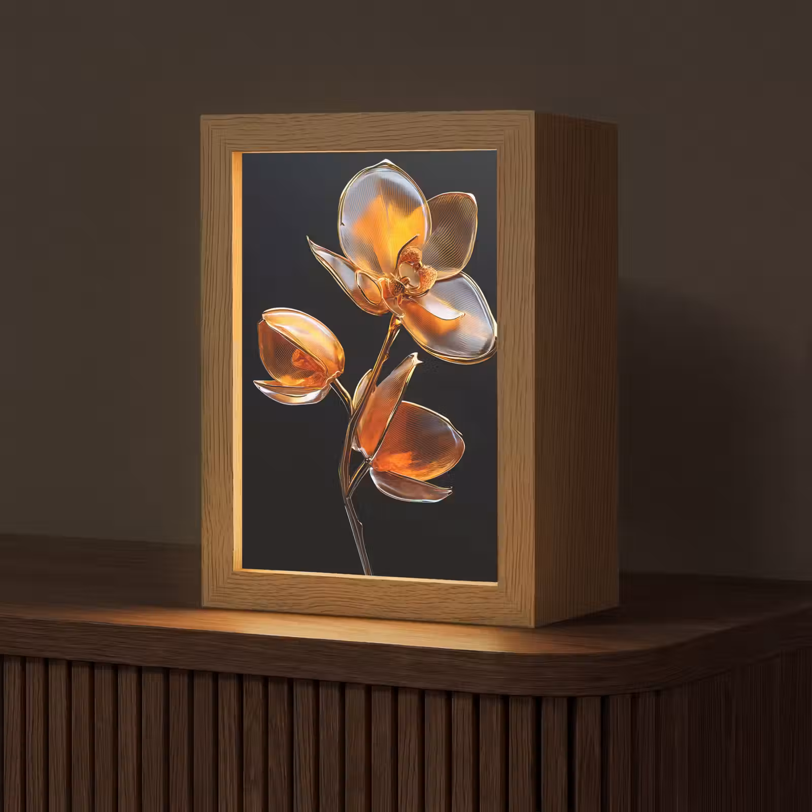 Tafellamp - Bloem - Orchidee - Oranje — 1