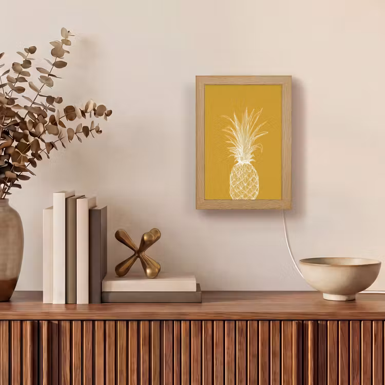 Tafellamp - Lijnillustratie - Ananas - Bladkroon - Okergeel — 4