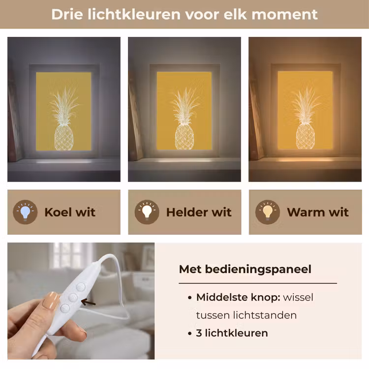 Tafellamp - Lijnillustratie - Ananas - Bladkroon - Okergeel — 6
