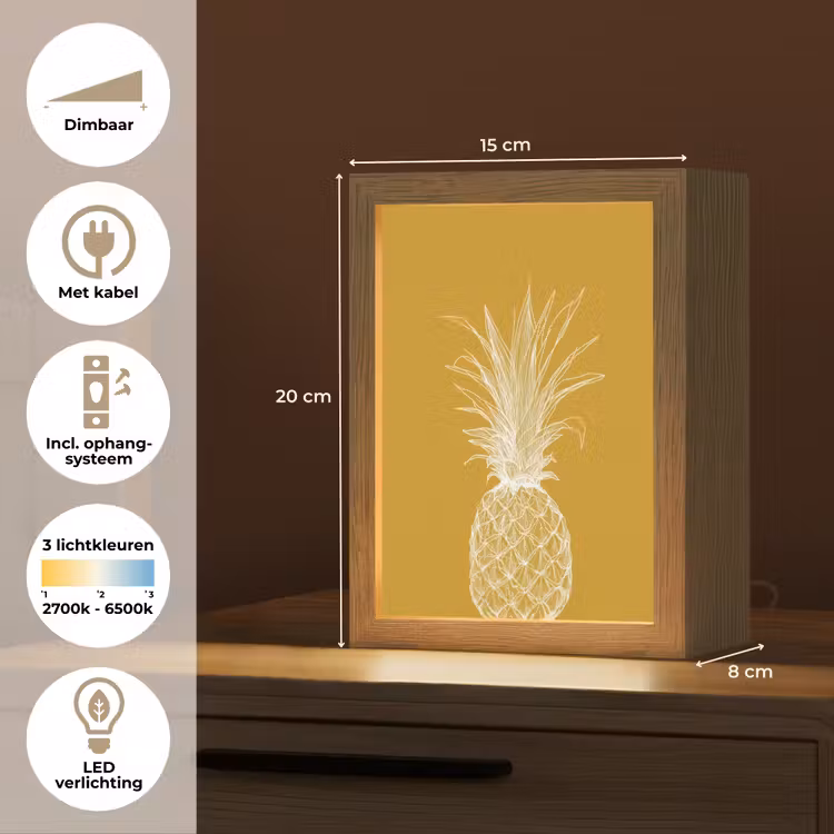 Tafellamp - Lijnillustratie - Ananas - Bladkroon - Okergeel — 7