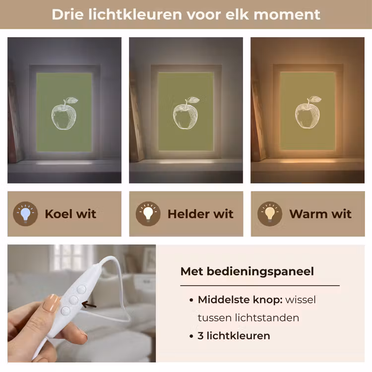 Tafellamp - Lijntekening - Appel - Olijfgroen - Blaadje — 6