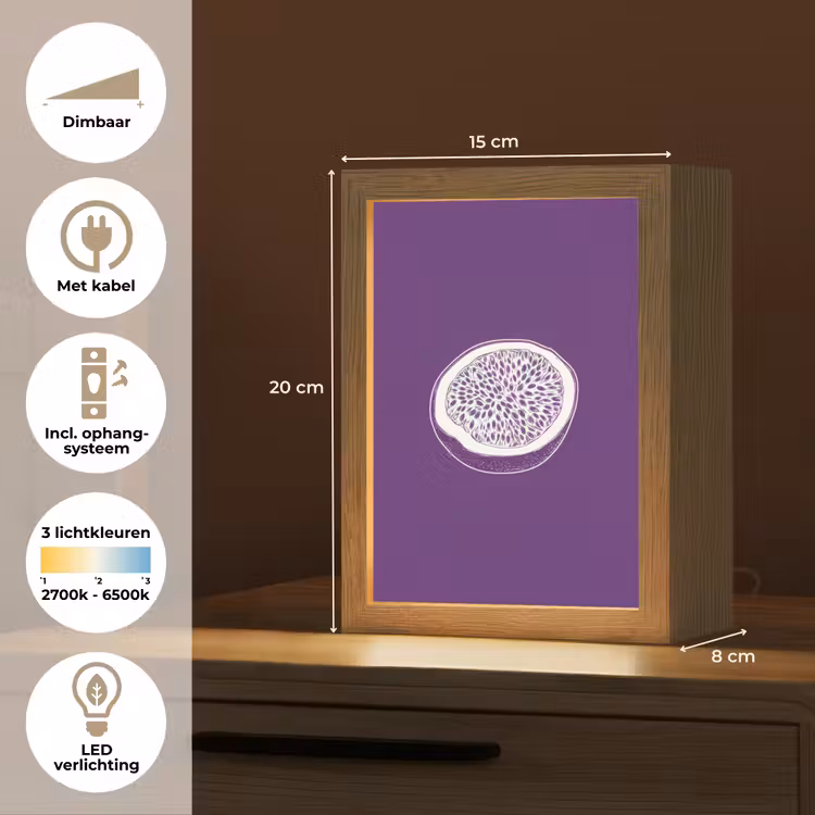 Tafellamp - Passievrucht - Zaadjes - Paars - Minimalistisch — 7