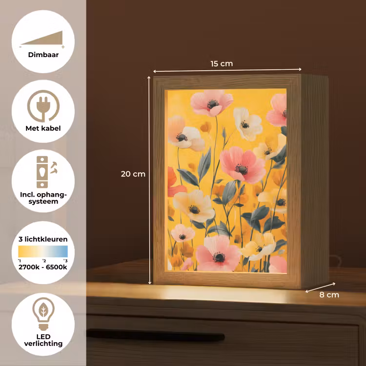Tafellamp - Bloemen - Veld - Geel — 7