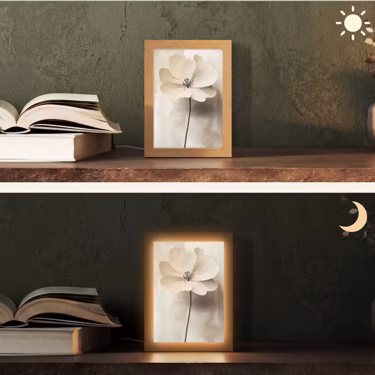 Tafellamp - Bloem - Beige - Verf - Schaduw — 5