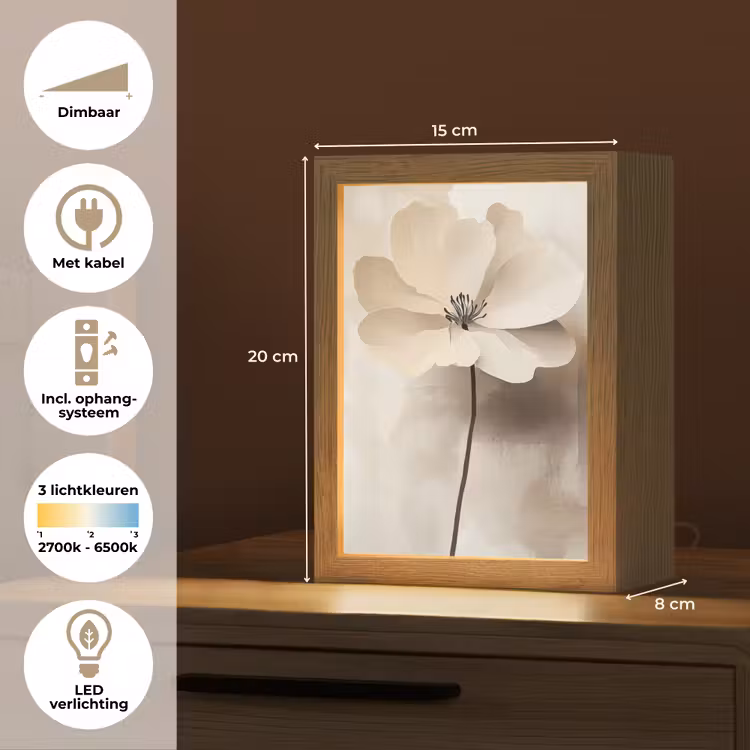 Tafellamp - Bloem - Beige - Verf - Schaduw — 7