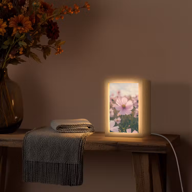Tafellamp - Bloemen - Paars - Wazig — 3
